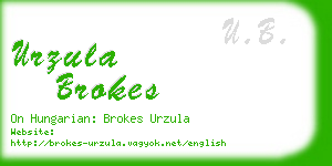 urzula brokes business card